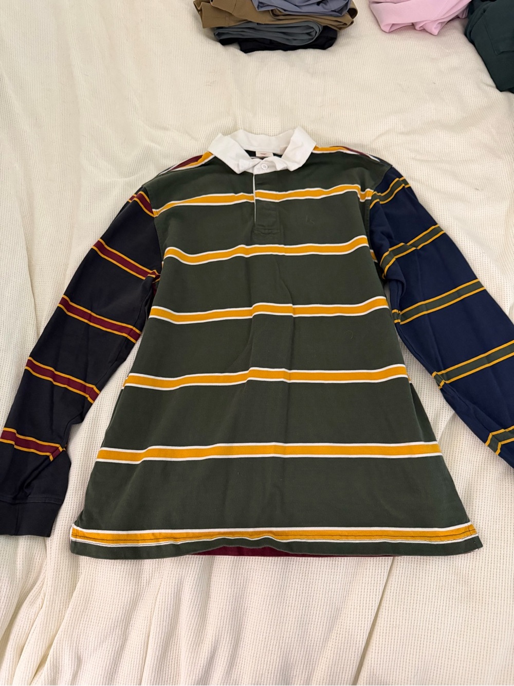 Levi’s Men’s Colorblock Striped Rugby Polo Shirt Large Relaxed Fit